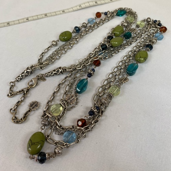 Gorgeous long multi strand silvertone necklace - Picture 7 of 7